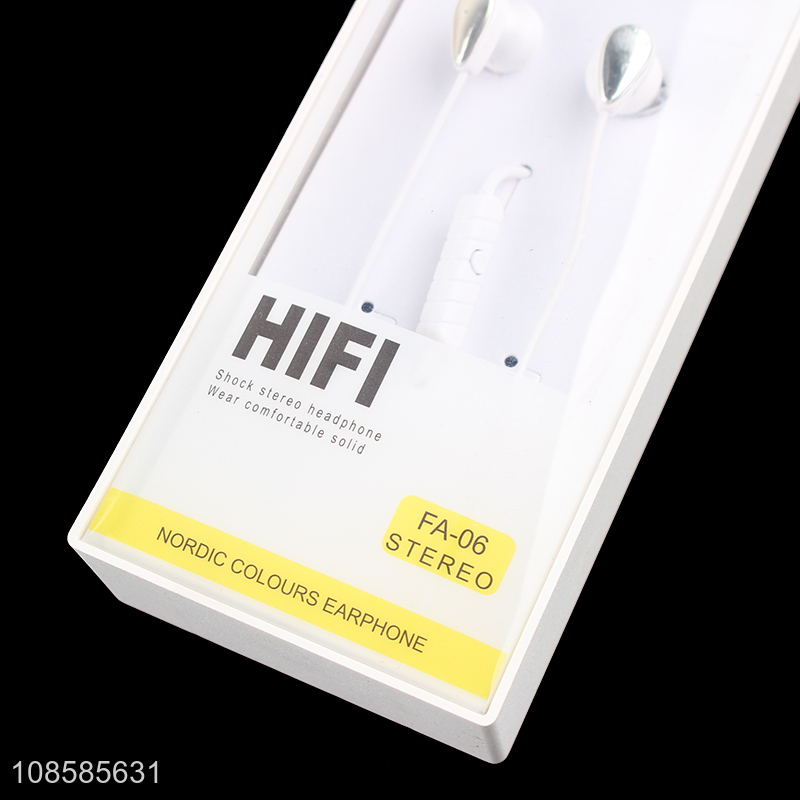 High quality white wired shock stereo headphones for sale