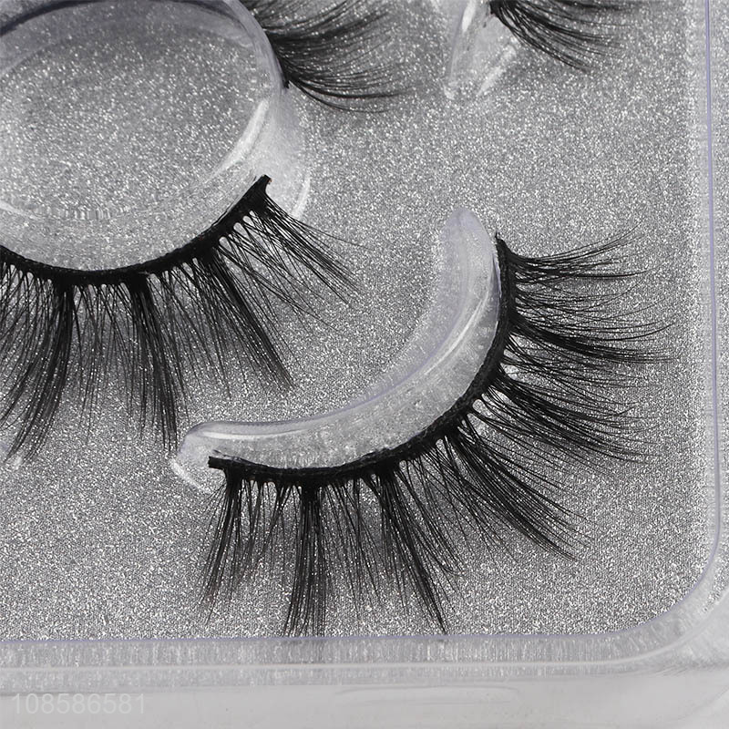 Bottom price 3 pairs 6D natural look nylon fiber false eyelashes