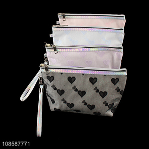 Best selling heart pattern makeup bag cosmetic bag with zipper