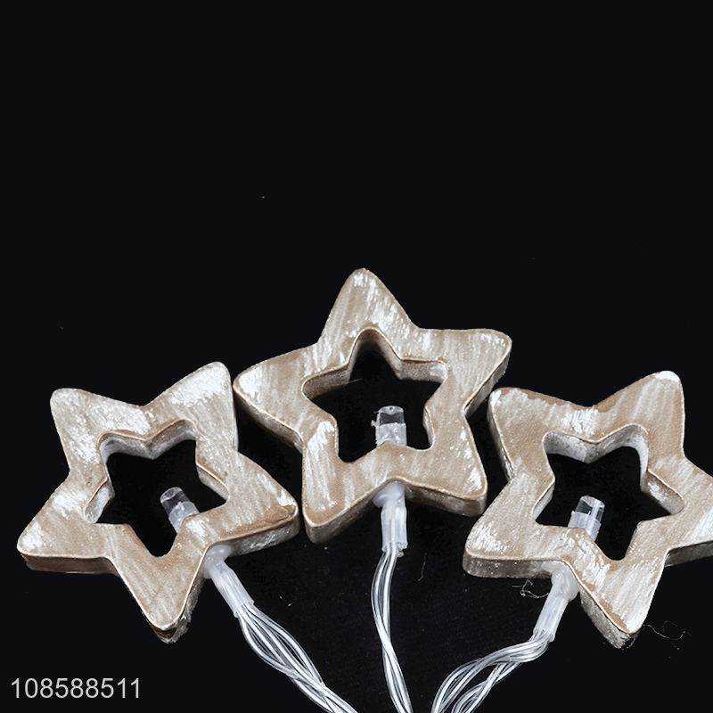 Wholesale Christmas decoration AA battery operated wooden star led string light