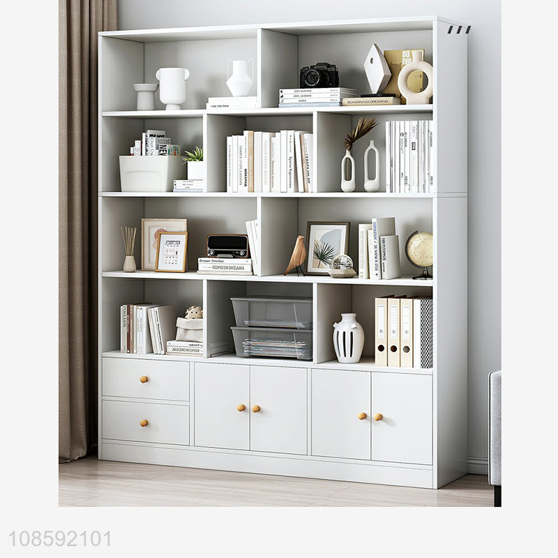 Online wholesale multi-layered floor standing bookcase storage shelf