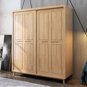 Low price large capacity bedroom solid wood wardrobe