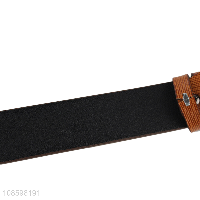 Wholesale 125cm men's pu leather belt with metal pin buckle