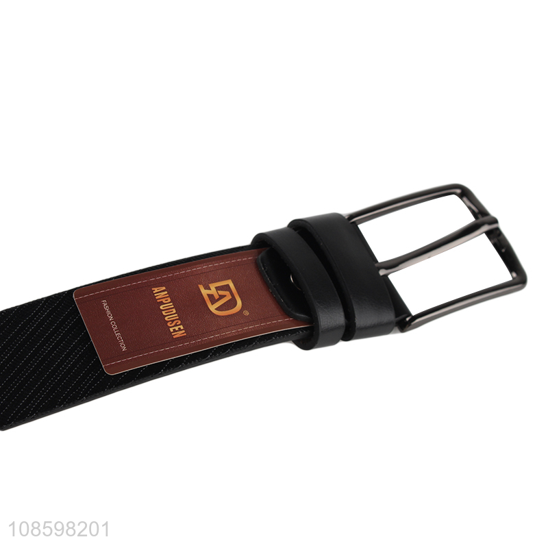 Wholesale 125cm pin buckle textured pu leather belt for men