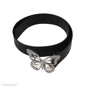 Hot items butterfly shape buckle women fashion pu <em>belt</em> waistband