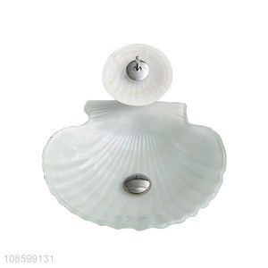 Wholesale creative shell shaped artisitic glass vessel sink <em>set</em>