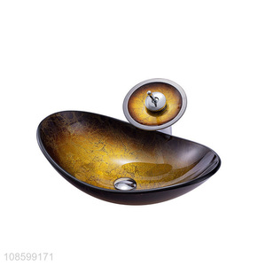 Wholesale boat shaped glass vessel sink artistic <em>bathroom</em> sink <em>set</em>