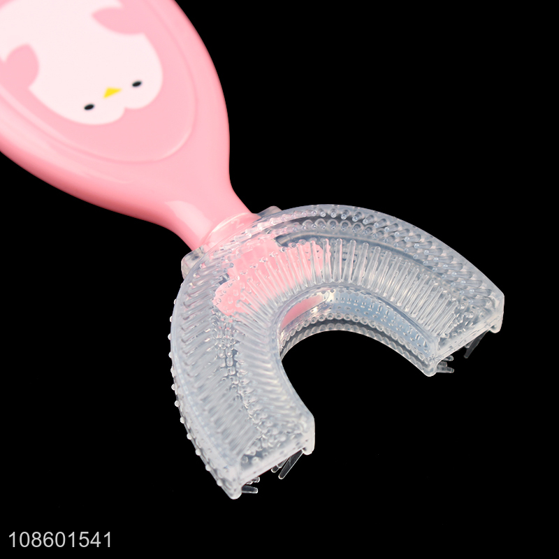Online wholesale silicone U-shaped toothbrush for kids age 2-6