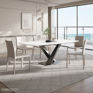 New design rock slab modern style rectangle dining table for sale