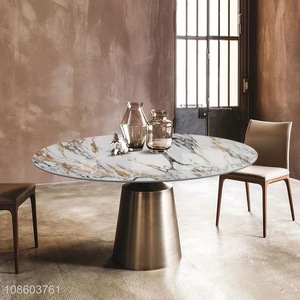 Hot products round rock slab dining table for living room furniture