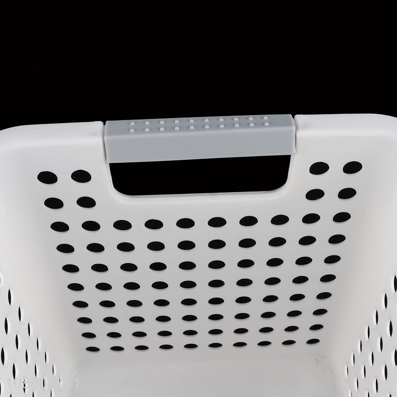 Good sale narrow plastic hollow white storage basket wholesale