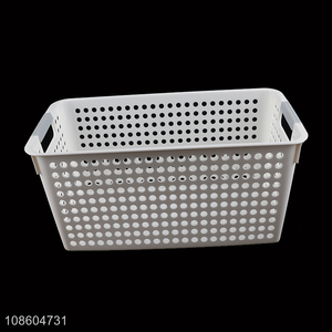 Good sale narrow plastic hollow white storage basket wholesale