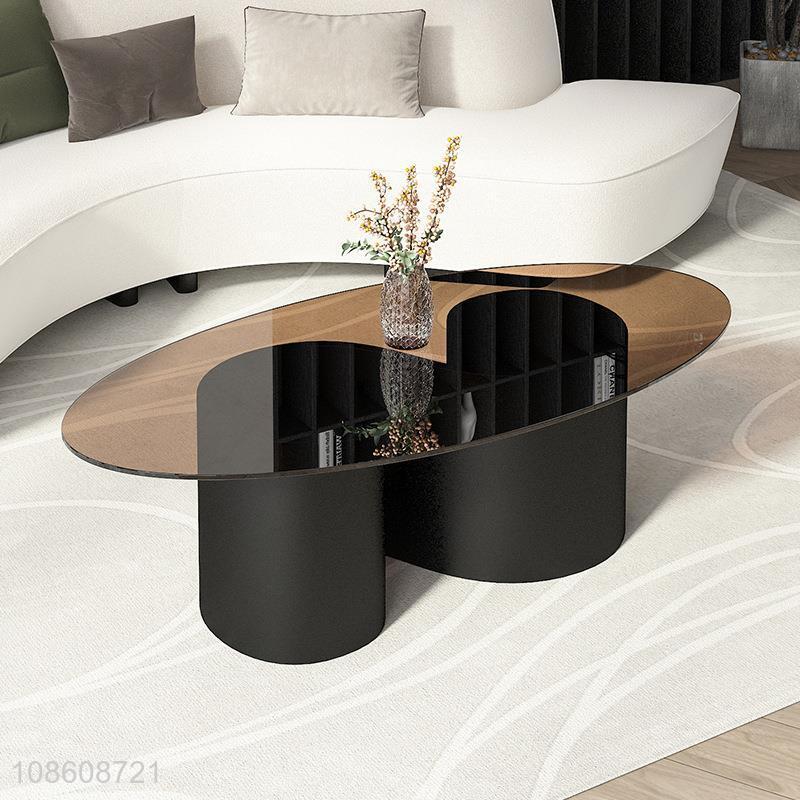 Wholesale metal frame tempered glass end table living room tea table