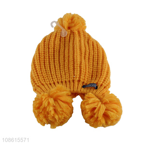 Factory price yellow women winter earmuffs hat knitted hat