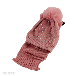 Hot selling girls winter comfortable hat and scarf set