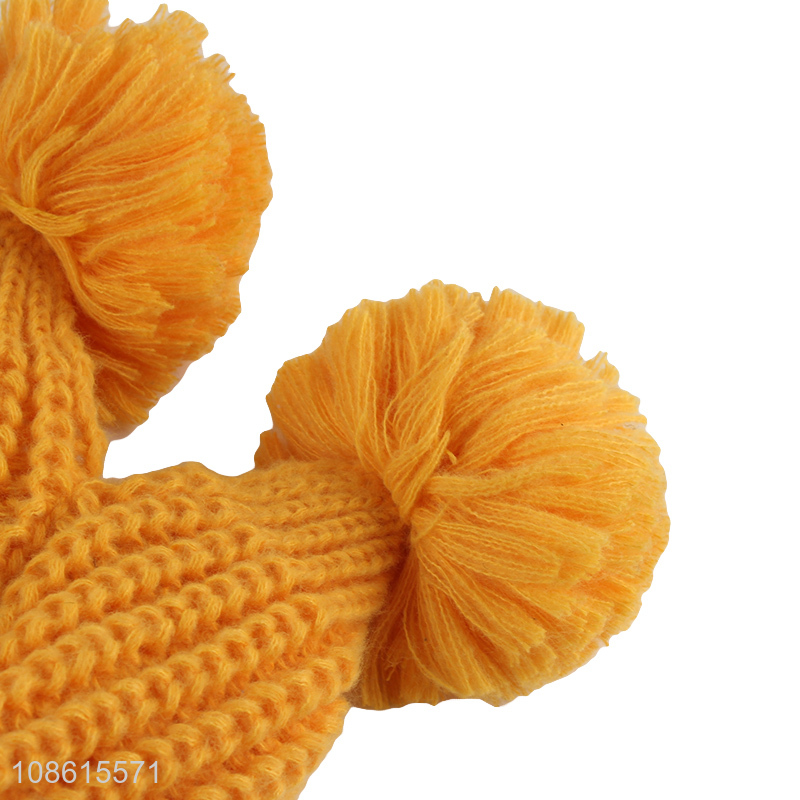 Factory price yellow women winter earmuffs hat knitted hat