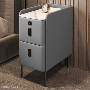 China products intelligent high-end leather nightstand bedside table
