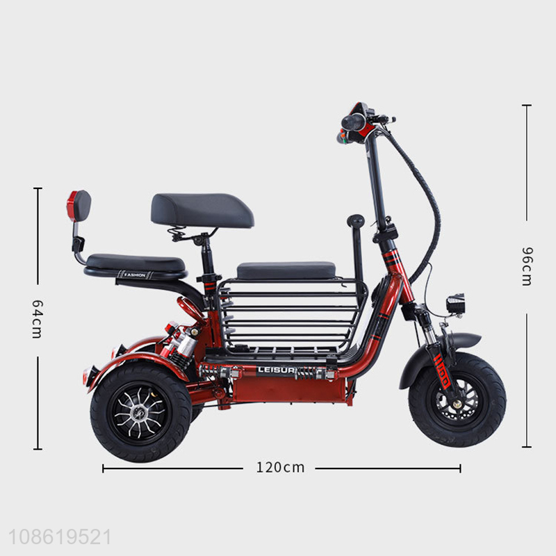 Custom lithium battery three-gear speed folding electric scooter tricycle for 2 person