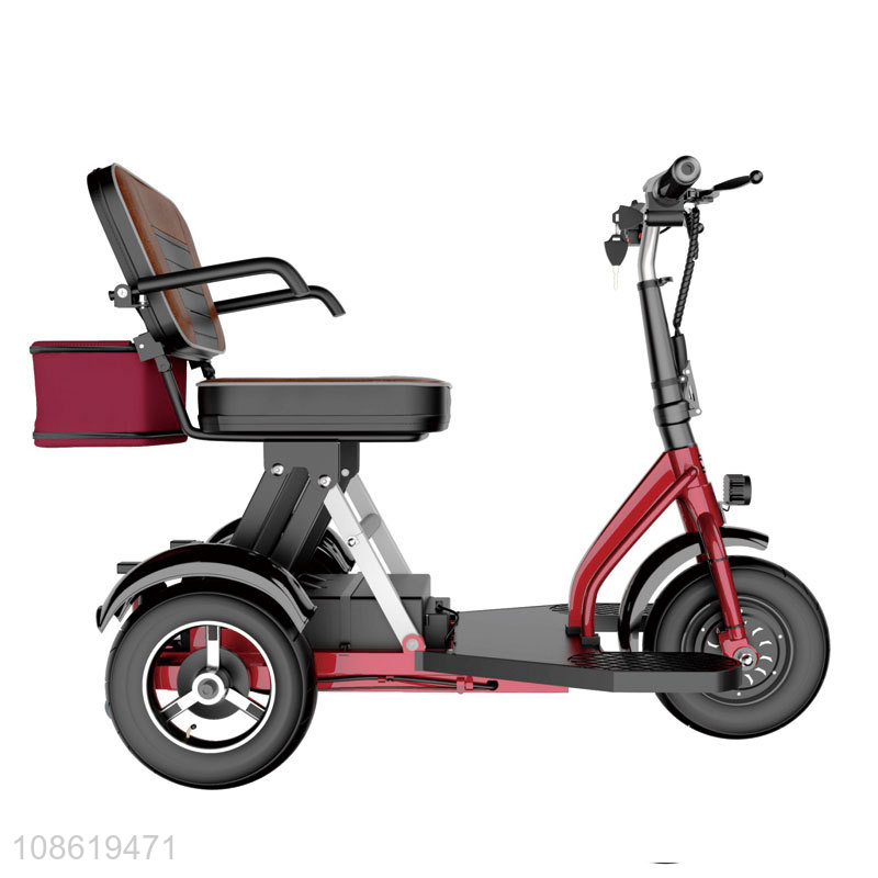 Wholesale lithium battery three-gear speed folding electric tricycle with led light