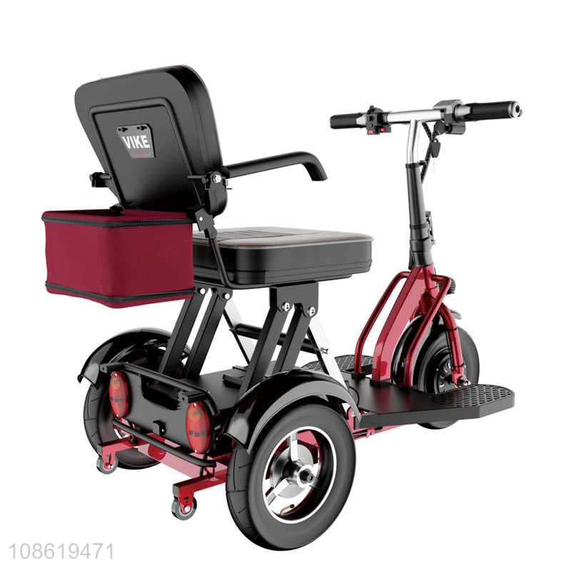 Wholesale lithium battery three-gear speed folding electric tricycle with led light