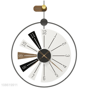 High quality modern luxury big metal art wall clock for bar cafe