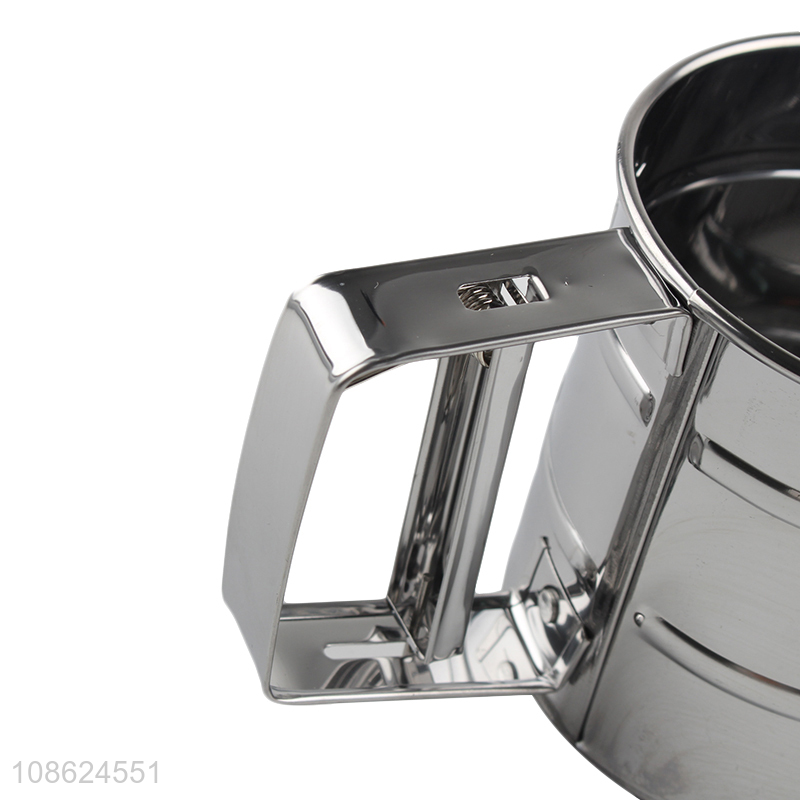 New product stainless steel flour sifter hand crank baking sifter