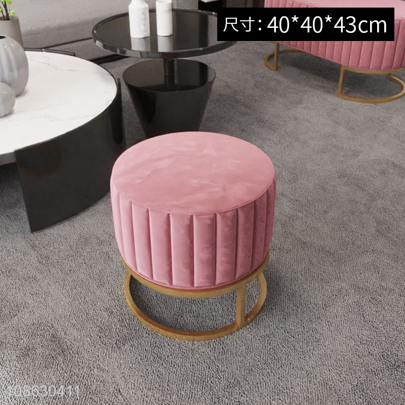 New design luxury metal base ottoman stool shoe stool for entryway