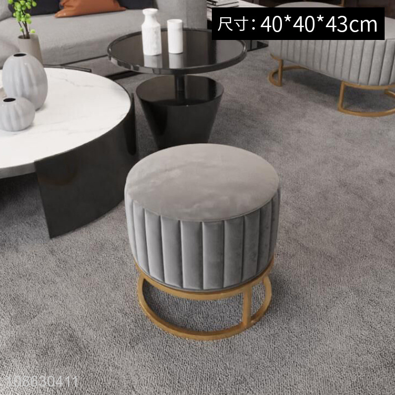 New design luxury metal base ottoman stool shoe stool for entryway