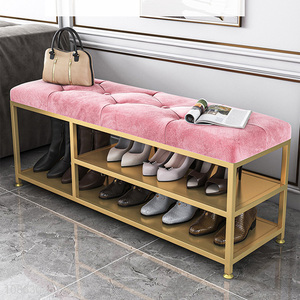 Wholesale luxury soft comfortable space saving shoe rack shoe stool