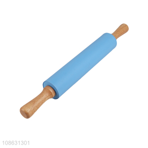 Factory supply wooden handle silicone rolling pin kitchen tools