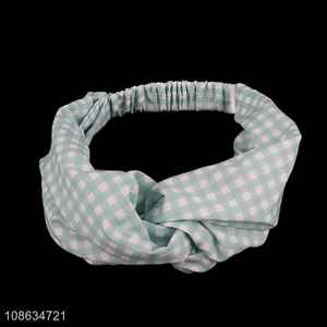 Good quality plaid bowknot headband check print head wraps