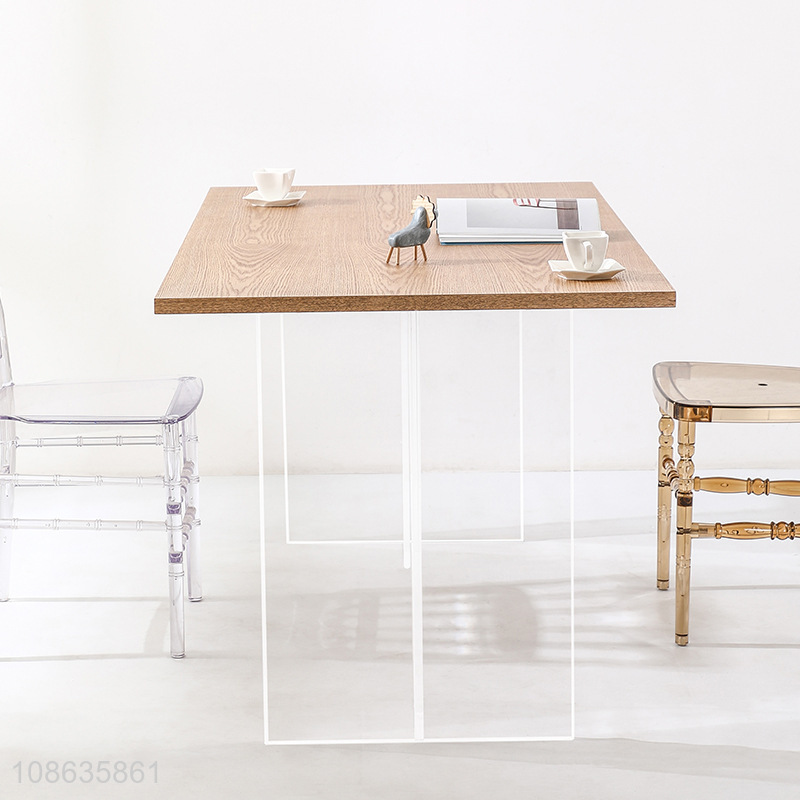 High quality Nordic style modern wood dining table with acrylic legs