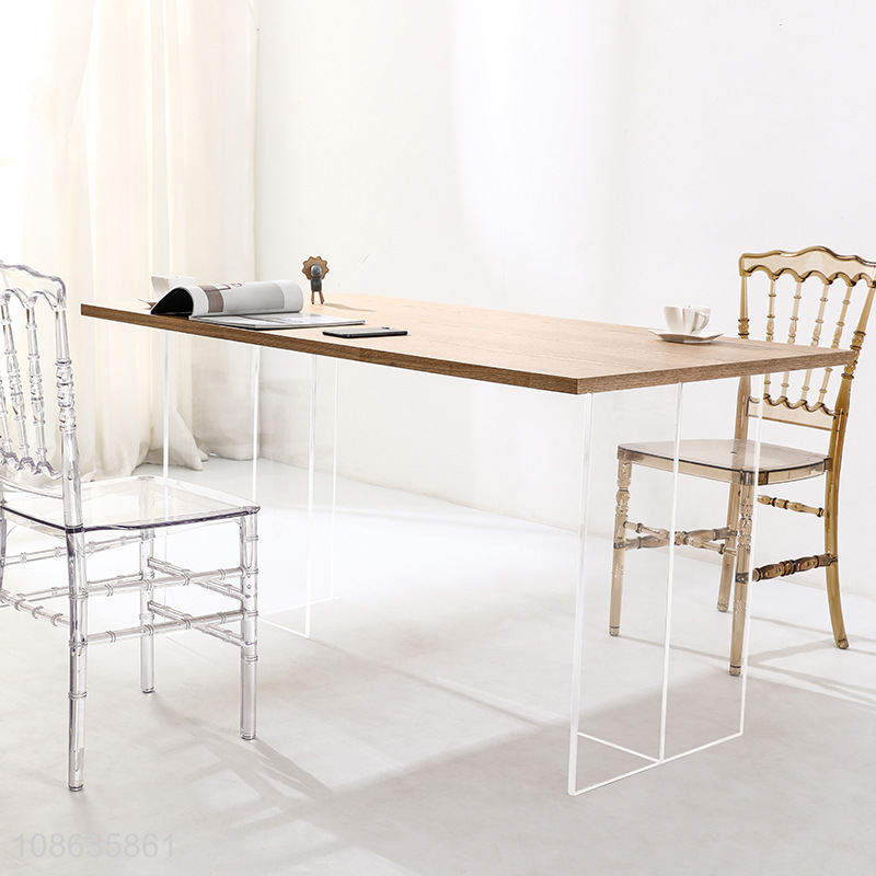 High quality Nordic style modern wood dining table with acrylic legs