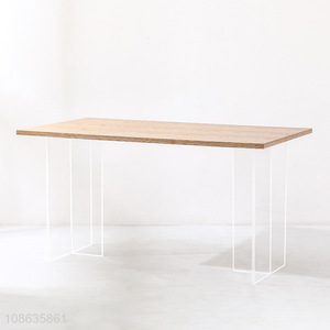 High quality Nordic style modern wood dining table with acrylic legs