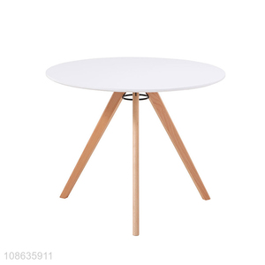 Wholesale round MDF top side table dinner table with beech wood legs