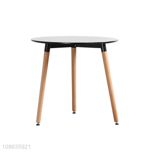 Wholesale round modern MDF side table coffee table with solid wood legs
