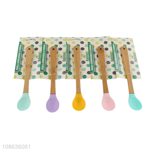 China factory wooden handle silicone tableware spoon for sale