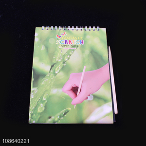 Factory wholesale 12 pages DIY scratch paper book with a bamboo stick