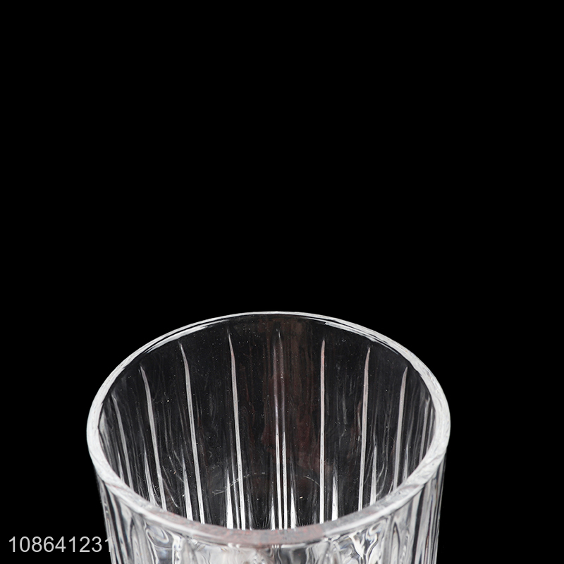 Online wholesale clear ribbed glass water juice cup wine glasses