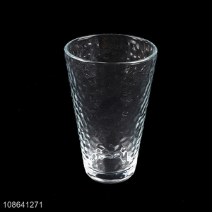 Good quality clear hammer textured glass water cup glass milk cup
