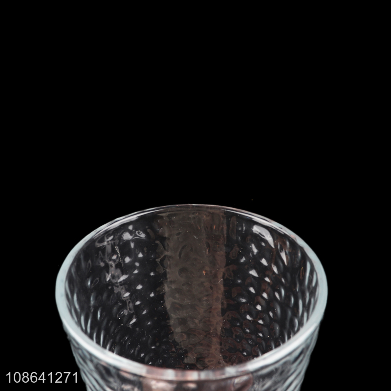 Good quality clear hammer textured glass water cup glass milk cup