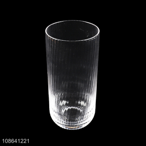 Factory price clear ribbed glass water cup whiskey glasses