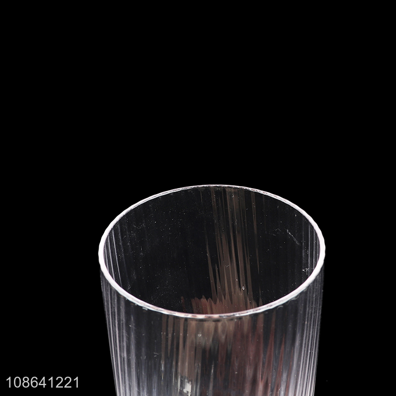 Factory price clear ribbed glass water cup whiskey glasses