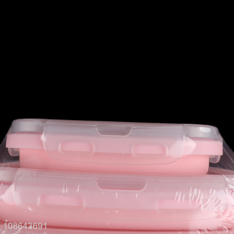 High quality foldable silicone 3pcs lunch box set for sale