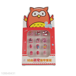 Top selling cartoon kids nail art fake nail suit for decoration