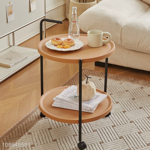 Top quality round removable sofa side table tea table with wheels
