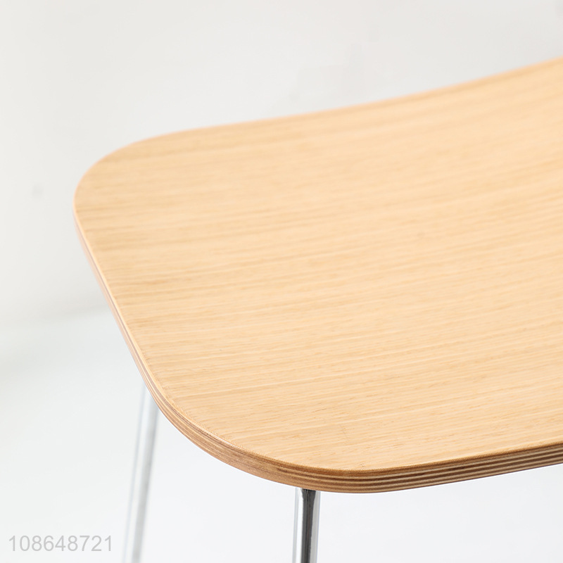 Factory price metal legs solid wood bar stool high bar chair