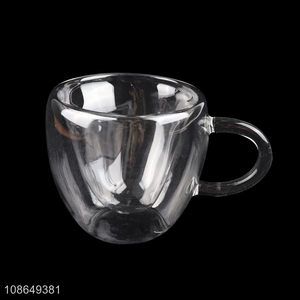 Latest products clear glass water cup drinking cup with handle