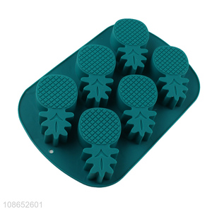 Wholesale 6-cavity pineapple shape non-stick silicone cake molds for baking