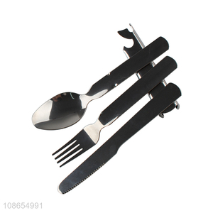 Hot sale stainless steel detachable camping utensils flatware set for travel